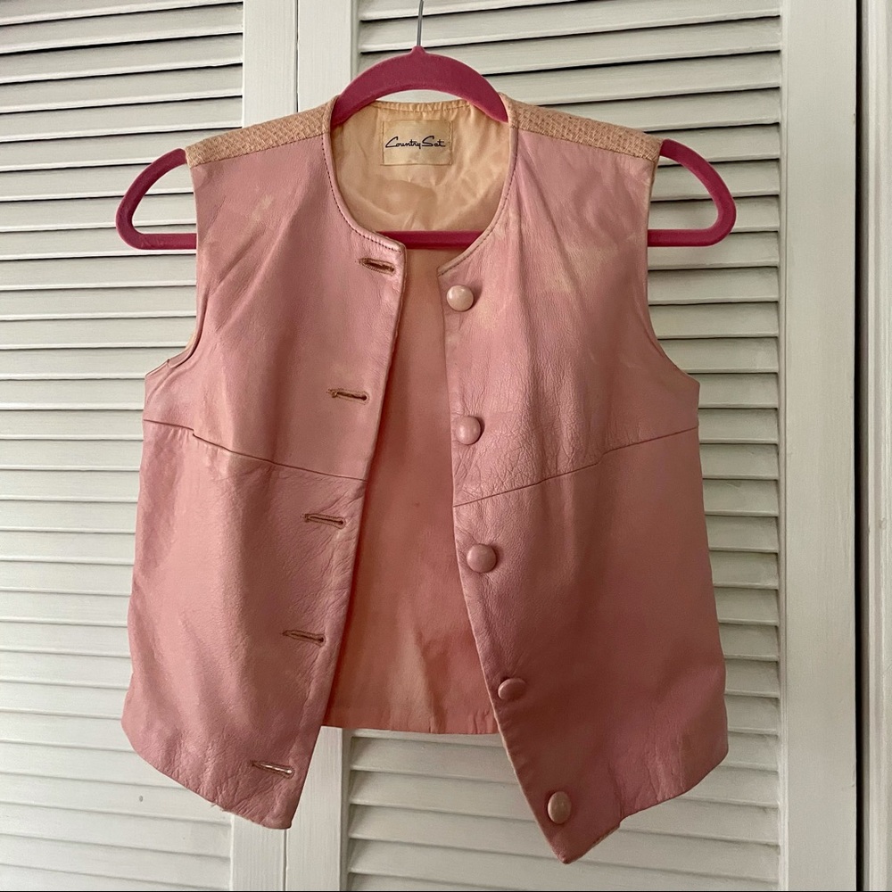 Pink Leather Vest (Vintage)